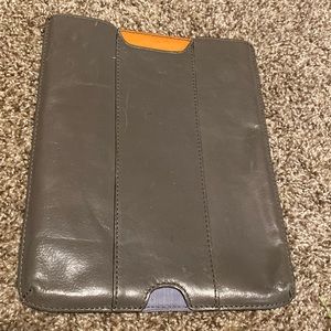 Gray leather tablet sleeve 8” x 10” for iPad mini, Nook, Fire etc